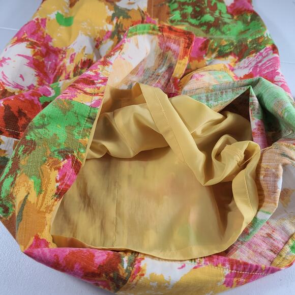 Talbots Pink Green Red Yellow Abstract Floral Lined Sleeveless Dress 8 - Picture 4 of 5